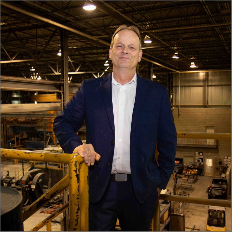 photo of Shane Young, Sales Representative, in the Concast plant.